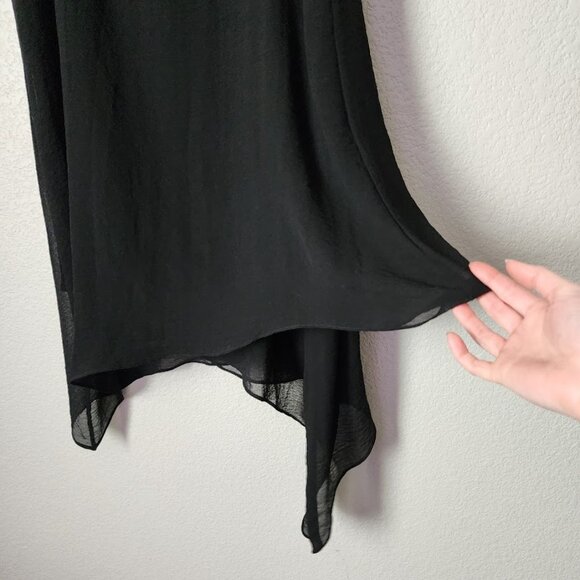 SOFT SURROUNDINGS Asymmetrical Tunic Top Chiffon Sleeveless Lagenlook in black M - Picture 4 of 6